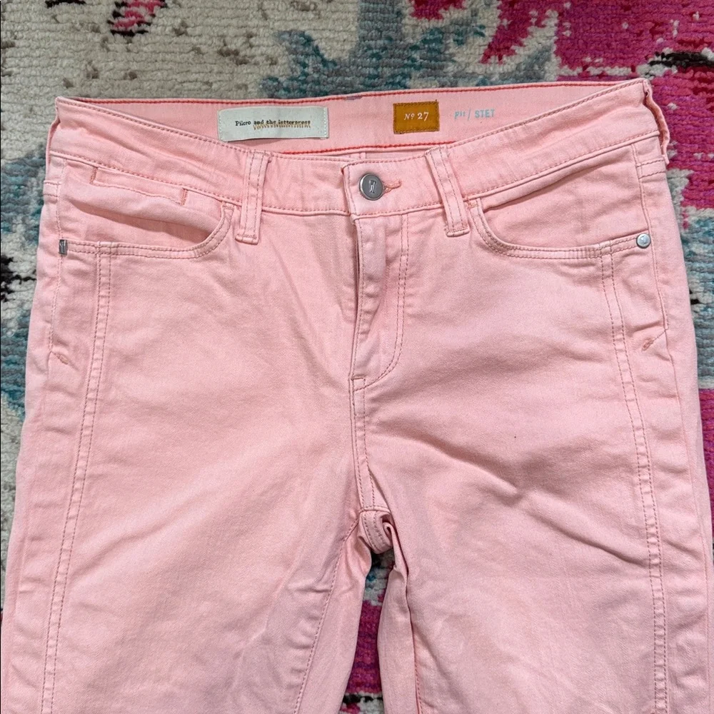 Pilcro and the Letterpress Light Pink Orange Crop Jeans Anthropologie size 27 - Picture 6 of 12